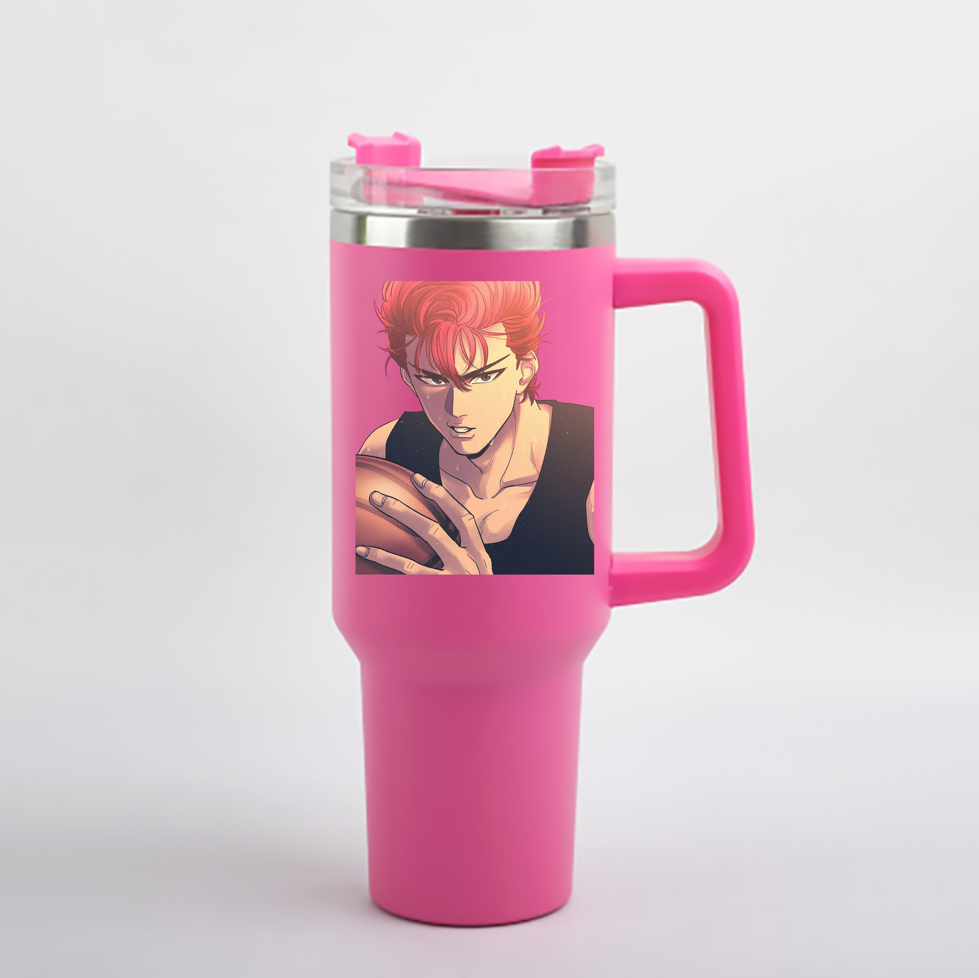 （画像用） SLAM DUNK／スラムダンク 1200mL車用タンブラー - クリスタルステッカー（プラスチックストロー付き）